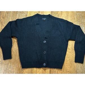 J. Crew Alpaca Blend Black Cardigan V Neck Sweater Sz S Premium Black Label Soft